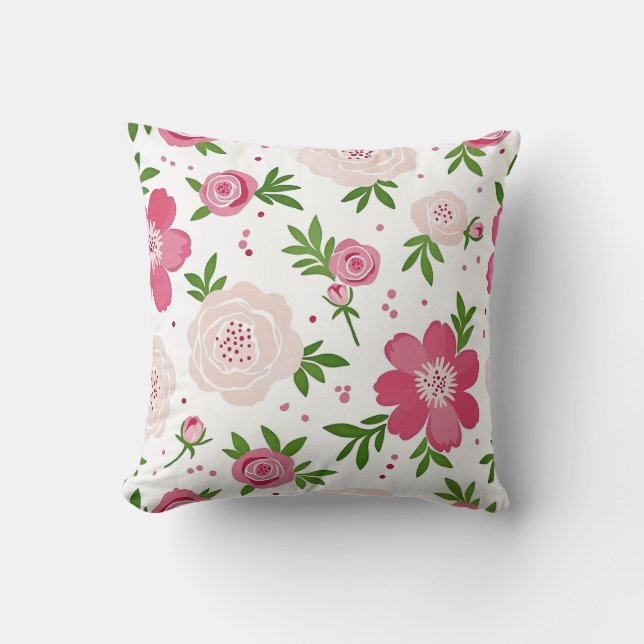 Aquarell-Blumenmuster – Flachdesign Kissen (Vorderseite)