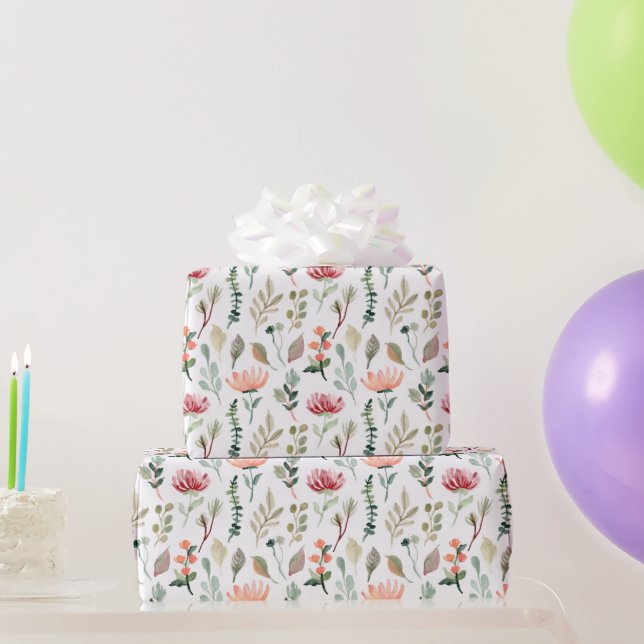 Aquarell-Blumenmuster Geschenkpapier (Partygeschenke)