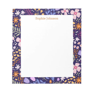 Aquarell-Blumenmuster Hübsch Personalisiert Notizblock