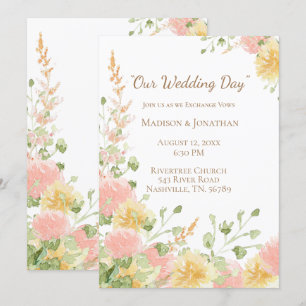 Aquarell-Blumenmuster in Rosa, Elegant, Chic, Brau Einladung