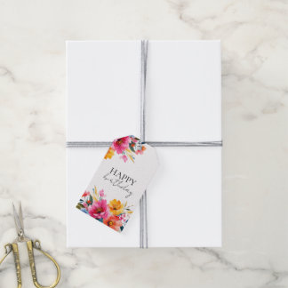 Aquarell-Blumenmuster | Moderne Blumenmotive Geschenkanhänger