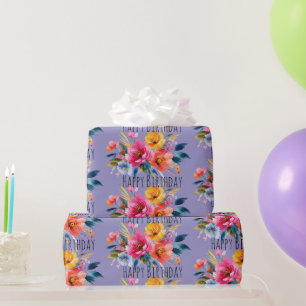 Aquarell-Blumenmuster Moderne helle Blumenmotive Geschenkpapier