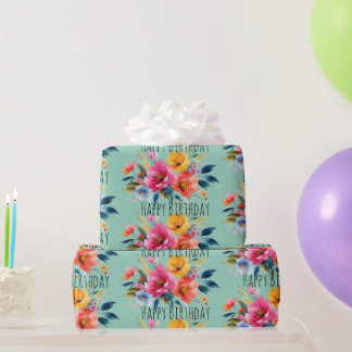 Aquarell-Blumenmuster | Moderne helle Blumenmotive Geschenkpapier