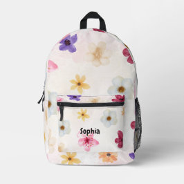 Aquarell-Blumenmuster & sanfter Pastellhintergrund Bedruckter Rucksack