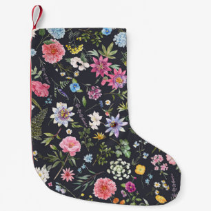 Aquarell-Blumenmuster: Sanftes Sommerdesign. Kleiner Weihnachtsstrumpf