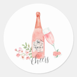 Aquarell Blumenmuster und Rose Weindesign. Runder Aufkleber