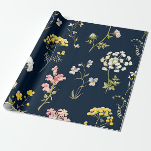 Aquarell-Blumenmuster, zarte Blüten handgezeichnet Geschenkpapier