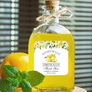Aquarell Blumenmuster Zitronen Limoncello Hochzeit Quadratischer Aufkleber