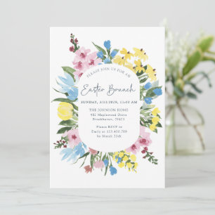 Aquarell, Blumenrahmen Fröhliche Ostern, Brunch Einladung