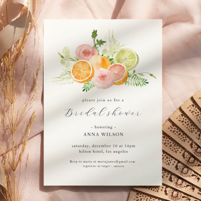 Aquarell Blumenrosa Grünes Brautparty Einladung (Von Creator hochgeladen)