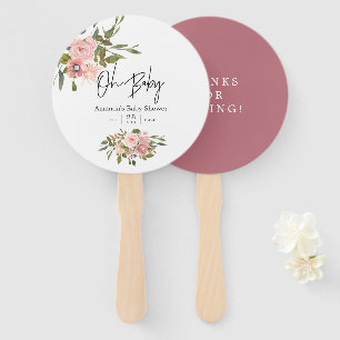 Aquarell-Blumenrosa und Roségold-Baby-Party Fächer