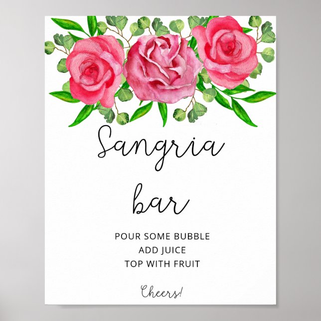 Aquarell-Blumensangria-Barplakat Poster (Vorne)