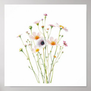 Aquarell-Blumenstrauß aus Wildblumen Poster