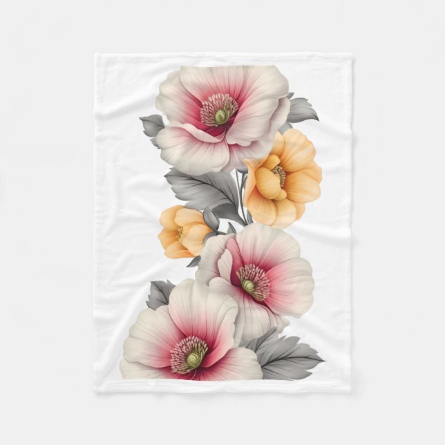 Aquarell-Blumenstrauß-Decke Fleecedecke (Vorderseite)