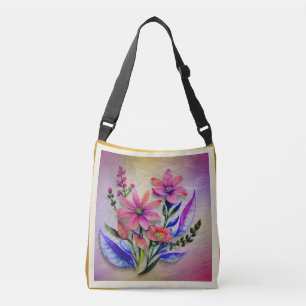 Aquarell-Blumenstrauß, farbenfroher Hintergrund    Tragetaschen Mit Langen Trägern