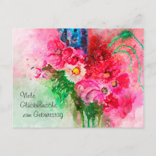 Aquarell Blumenstrauß Glückwünsche zum Geburtag Postkarte