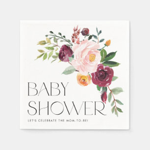 Aquarell-Blumenstrauß-Herbst-Baby-Party Serviette