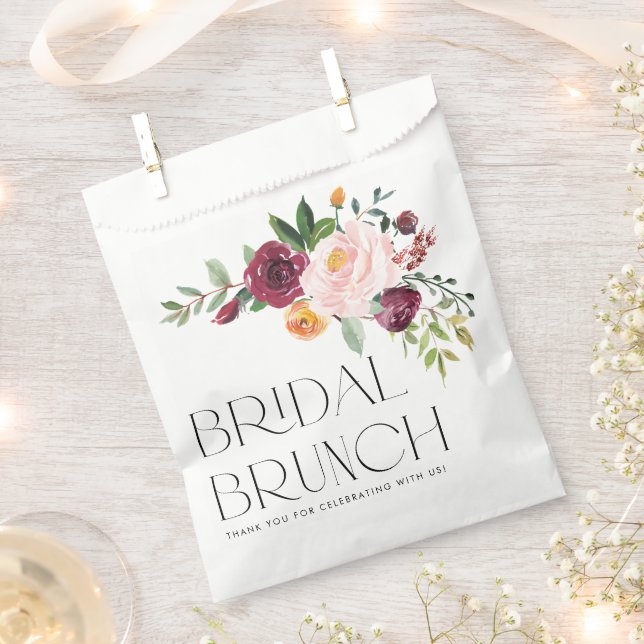 Aquarell-Blumenstrauß-Herbst-Braut-Brunch Geschenktütchen (Ausgeschnitten)