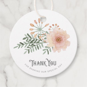 Aquarell-Blumenstrauß-Hochzeit-Dankeschön-Blush ID Geschenkanhänger