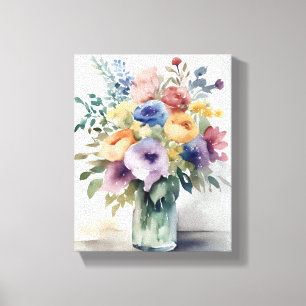 Aquarell-Blumenstrauß-Malerei Leinwanddruck