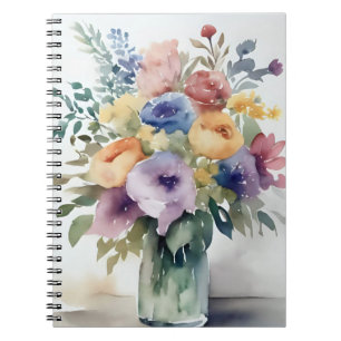 Aquarell-Blumenstrauß-Malerei Notizblock