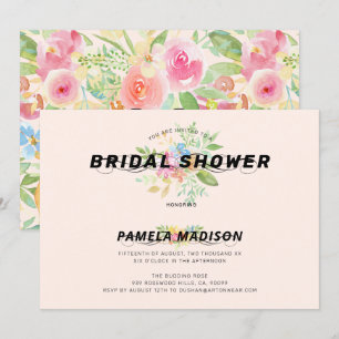 Aquarell-Blumenstrauß & moderne Typografie Einladung