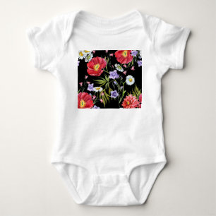 Aquarell-Blumenstrauß: Nahtloses Muster Baby Strampler