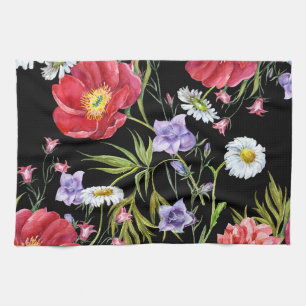 Aquarell-Blumenstrauß: Nahtloses Muster Geschirrtuch