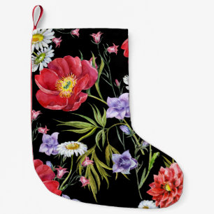 Aquarell-Blumenstrauß: Nahtloses Muster Kleiner Weihnachtsstrumpf