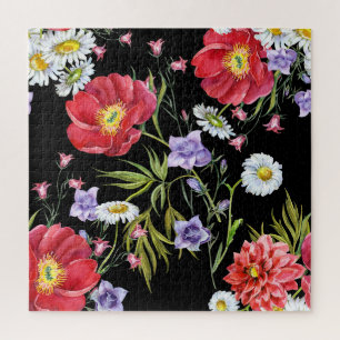 Aquarell-Blumenstrauß: Nahtloses Muster Puzzle