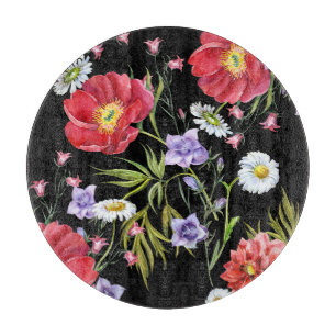Aquarell-Blumenstrauß: Nahtloses Muster Schneidebrett