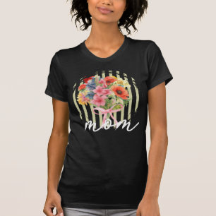 Aquarell-Blumenstrauß Pastellstreifen Mama T-Shirt