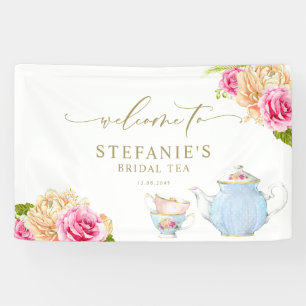 Aquarell-Blumentee-Service Brautparty Banner