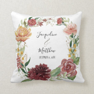 Aquarell Blumenzauber Burgund Rose Ring Beatter Kissen