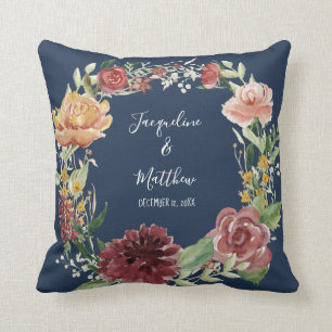 Aquarell Blumenzauber Burgund Rose Ring Beatter Kissen