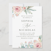 Aquarell-Blush-Blumen- & Kaktus-Hochzeit. Foto-QR