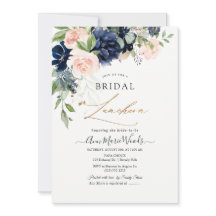 Aquarell Blush Navy Blue Blumen Bridal Lunchoen