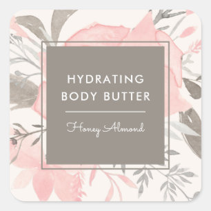 Aquarell Blush Taupe Blumenprodukte Business Quadratischer Aufkleber