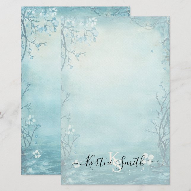 Aquarell-Blüten-Schreibwaren Briefpapier (Vorne/Hinten)