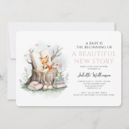 Aquarell Blütendusche Schöne neue Geschichte Baby  Einladung