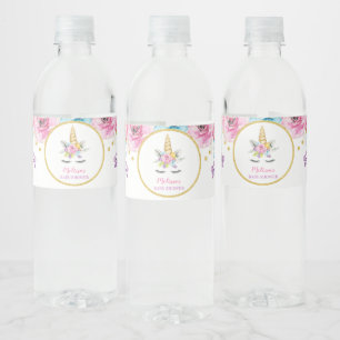 Aquarell Blütendusche Wasserflaschenetikett