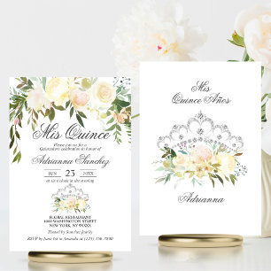 Aquarell Blütenrosa Creme Elfenbein Quinceñera Einladung