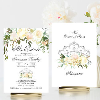 Aquarell Blütenrosa Creme Elfenbein Quinceñera Einladung