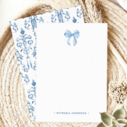 Aquarell Bogen & Damast Individueller Name Persona Mitteilungskarte