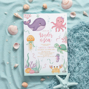 Aquarell-Bogen unter dem Meer Baby-Shower Einladung