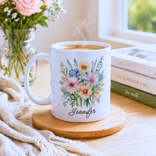 Aquarell Bohemian Wildblumen  Kaffeetasse