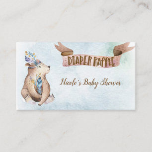 Aquarell Boho Bär Baby Shower Windel Raffle Begleitkarte