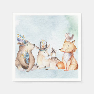 Aquarell Boho Bär Rustikale Tiere Baby Shower Serviette