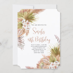 Aquarell Boho Beige Floral 90. Geburtstag Einladung