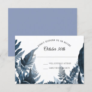 Aquarell Boho Blau Moderne Farn Foliage RSVP Einladung